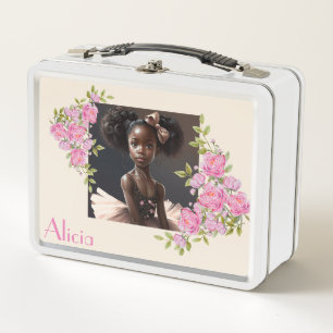 African American ballerina , girl who loves ballet Metal Lunch Box