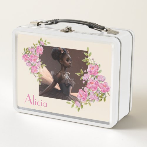 African American ballerina  girl who loves ballet Metal Lunch Box