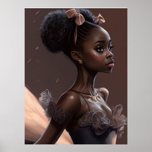 African American ballerina  girl who loves ballet Poster