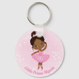 African American Ballerina Personalized Keychain
