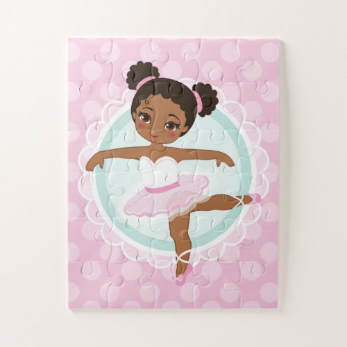 African American Ballerina _ Pink Ballet Dancer Jigsaw Puzzle