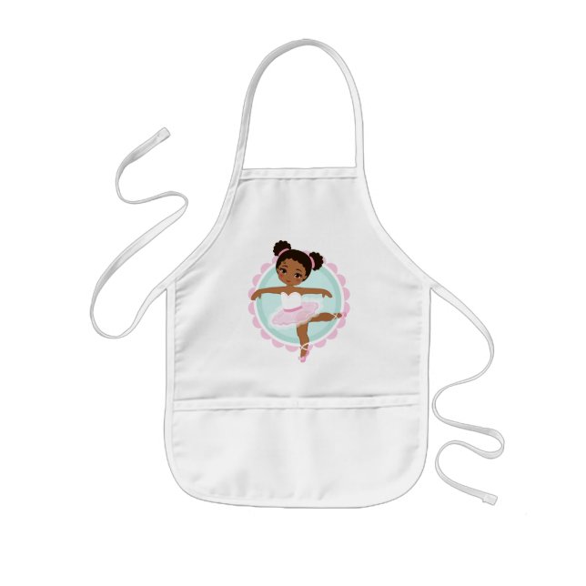 African American Ballerina - Pink Ballet Dancer Kids' Apron (Front)