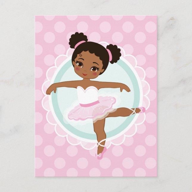 African American Ballerina - Pink Ballet Dancer Postcard (Front)