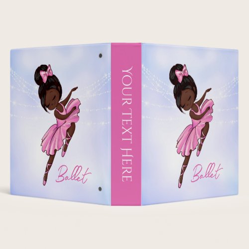 African American Ballerina Pink, Purple Ballet 3 Ring Binder