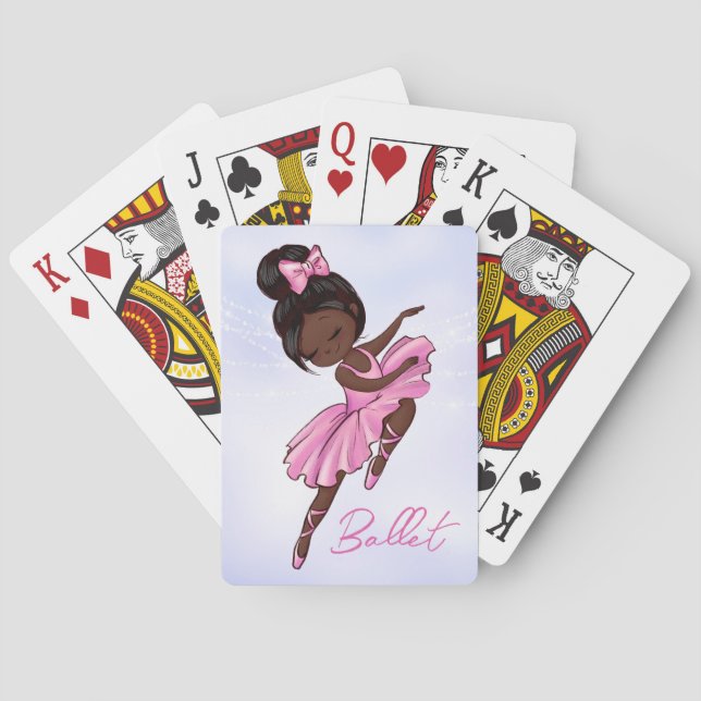 African American Ballerina Pink, Purple Ballet Poker Cards (Back)