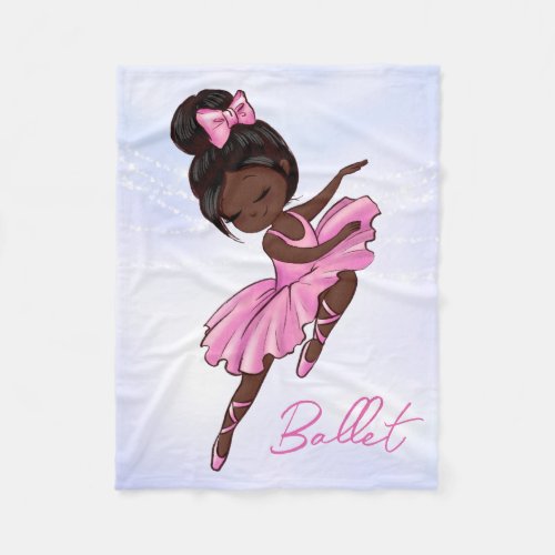 African American Ballerina Pink Tutu Ballet Dance Fleece Blanket