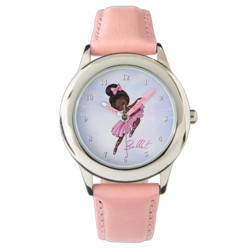 African American Ballerina Pink Tutu Ballet Dance Watch