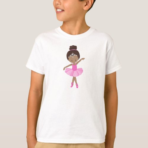 African American Ballerina Pink Tutu Ballet Girl T_Shirt