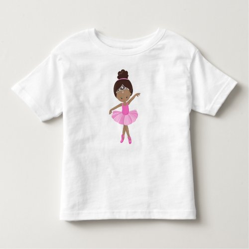 African American Ballerina Pink Tutu Ballet Girl Toddler T_shirt