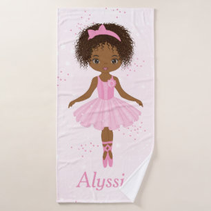 African American Ballerina Pink Tutu Bath Towels