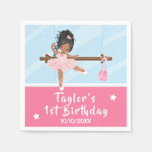 African American Ballerina Pink Tutu Birthday Napk Napkins