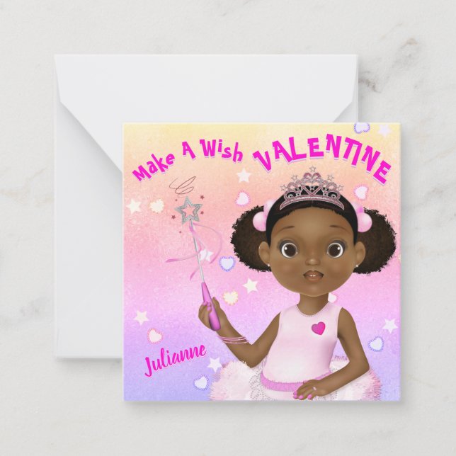 African American Ballerina Princess Classroom Note Card (Front)