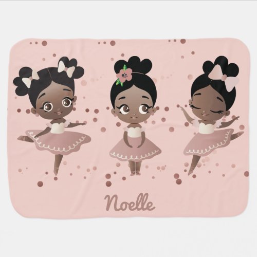 African American Ballerina Princesses Pink Baby Blanket