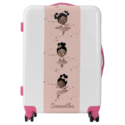 African American Ballerina Princesses Pink Blush Luggage