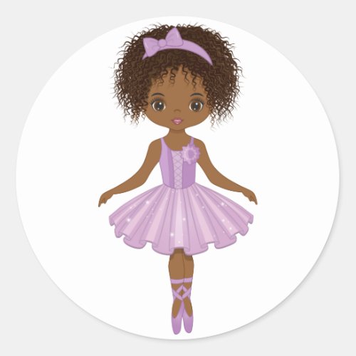 African American Ballerina Round Sticker