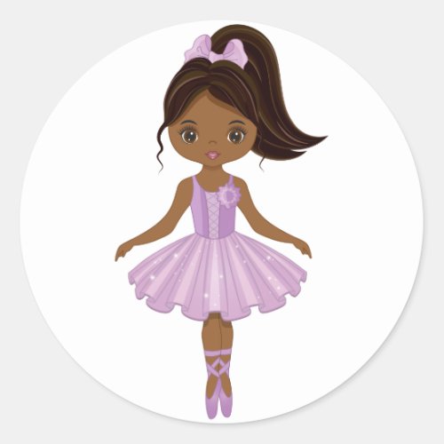 African American Ballerina Round Sticker