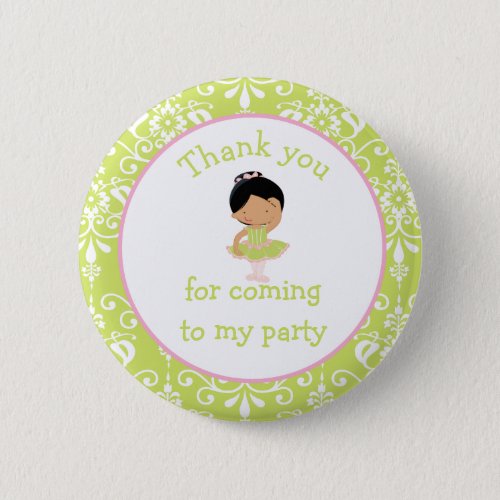 African American Ballerina Thank you for coming Pinback Button