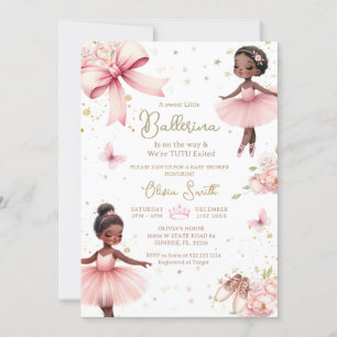 African American Ballerina TuTu Baby Shower  Invitation