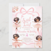 African American Ballerina Tutu Pink Bow Birthday