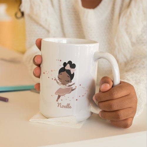 African American Ballerina with Bow Rose Gold Coffee Mug