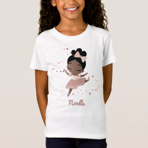 African American Ballerina with Bow Rose Gold T_Shirt