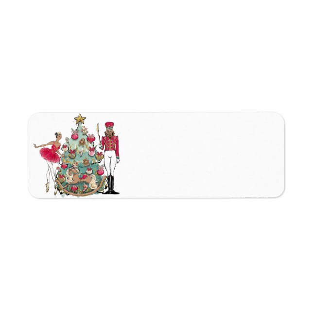 African American Ballet DancerNutcracker Christmas Label (Front)