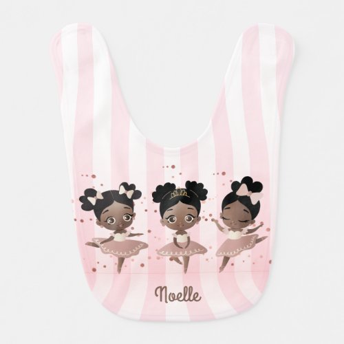 African American Ballet Princesses Pink Baby Bib