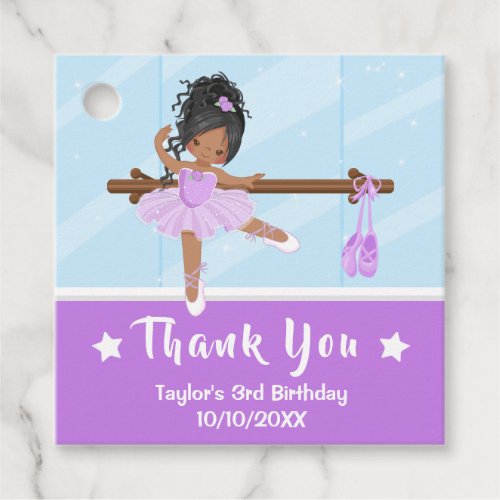 African American Ballet Purple Birthday Thank You  Favor Tags