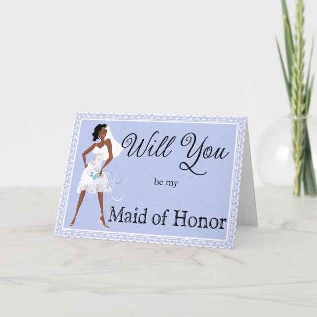 African American Be My Maid of Honor Invitation (Front)