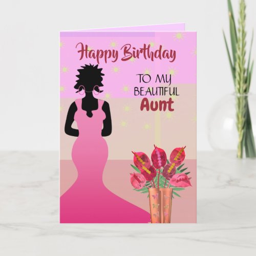 African American Beautiful Aunt Birthday Card