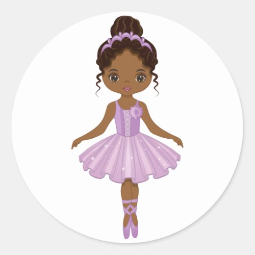 African American Beautiful Ballerina Round Sticker