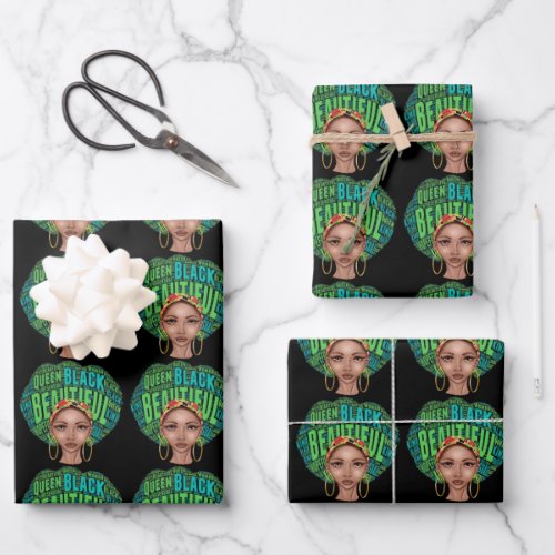 African American Beautiful Black Woman Wrapping Paper Sheets