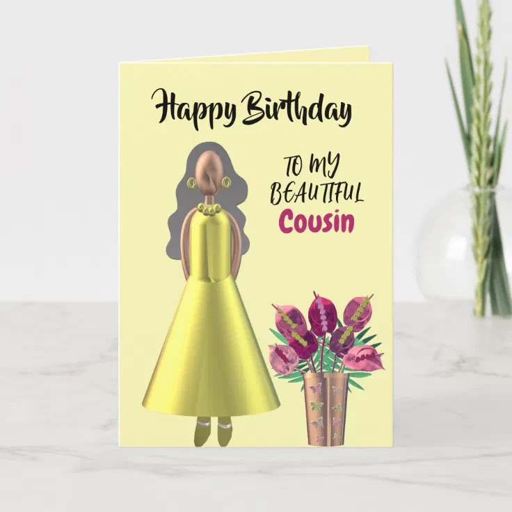 African American Beautiful Cousin Birthday Card 