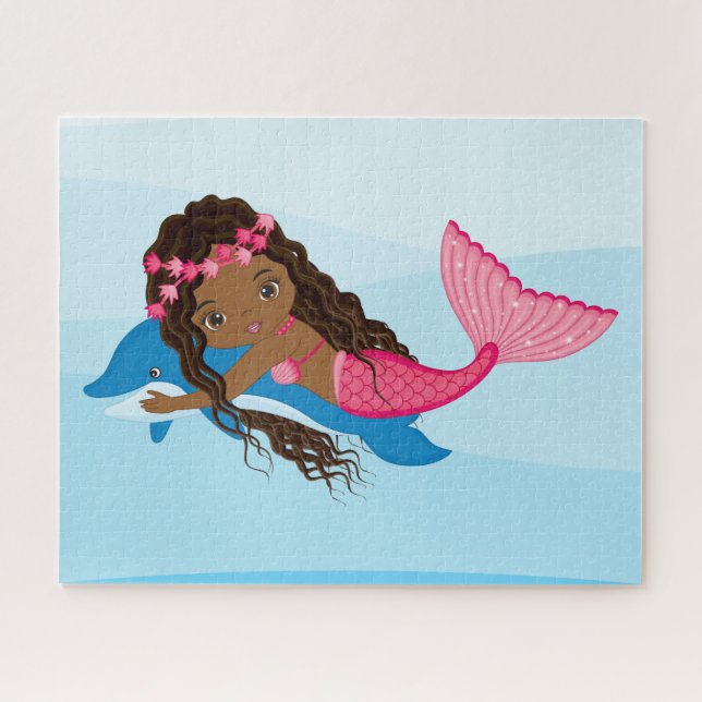 African American Beautiful Mermaid Jigsaw Puzzle (Horizontal)