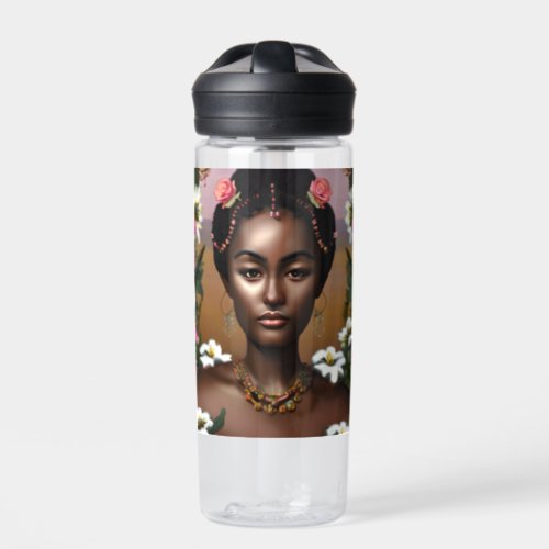 African_American Beauty AI Art Water Bottle