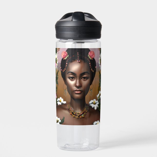 African-American Beauty AI Art Water Bottle (Front)