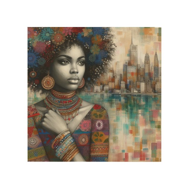 African American Beauty Wood Wall Art (Front)