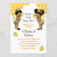 African American Bee Gender Reveal Bee Party Invitation