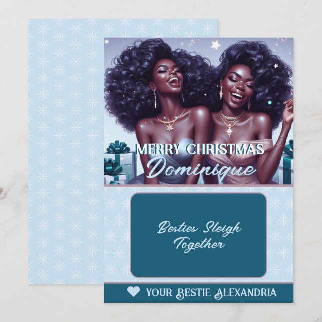 African American BFF Christmas Gift Card Holder (Front/Back)