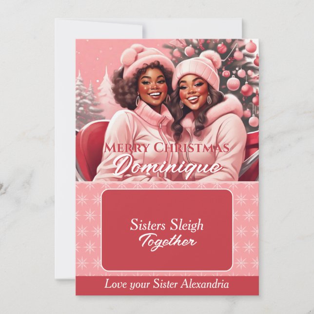 African American BFFs Christmas Gift Card Holder (Front)