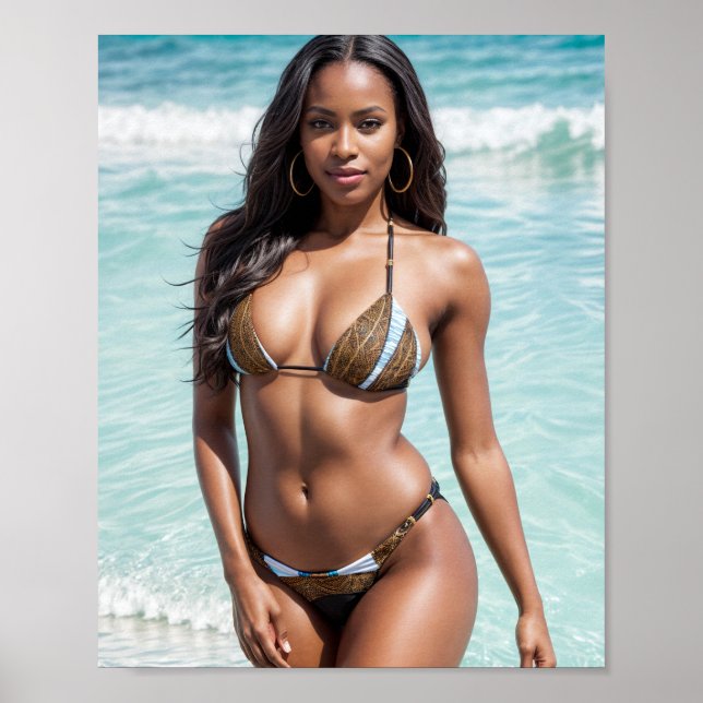 African American Bikini Model Brown Swimsuit Poster (Front)