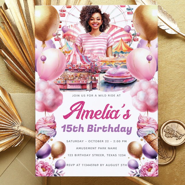 African American Birthday Amusement Park  Invitation (Creator Uploaded)