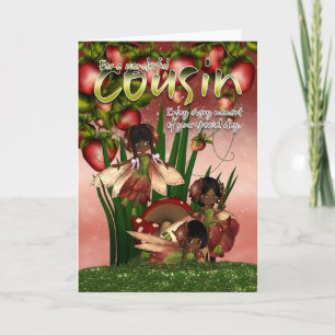 African American Birthday Card - Cousin - Moonies