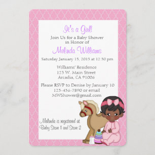 African American Black Baby Shower Invitation Girl