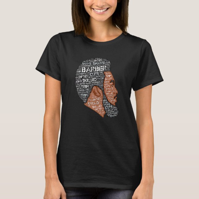 African American Black Barber Hair Stylist Men   T-Shirt (Front)