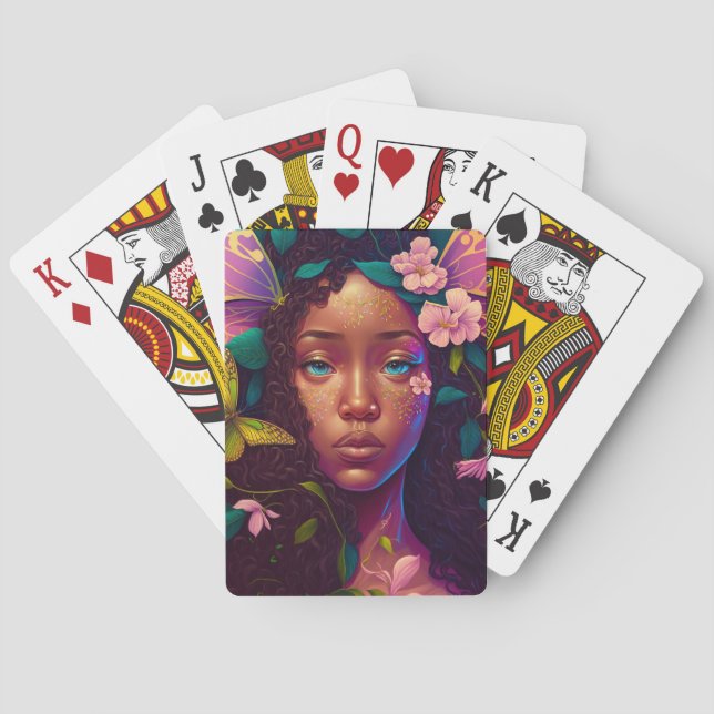 African American Black Fairy Fantasy Art Poker Cards (Back)
