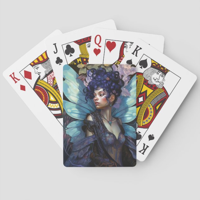 African American Black Fairy Fantasy Art Poker Cards (Back)