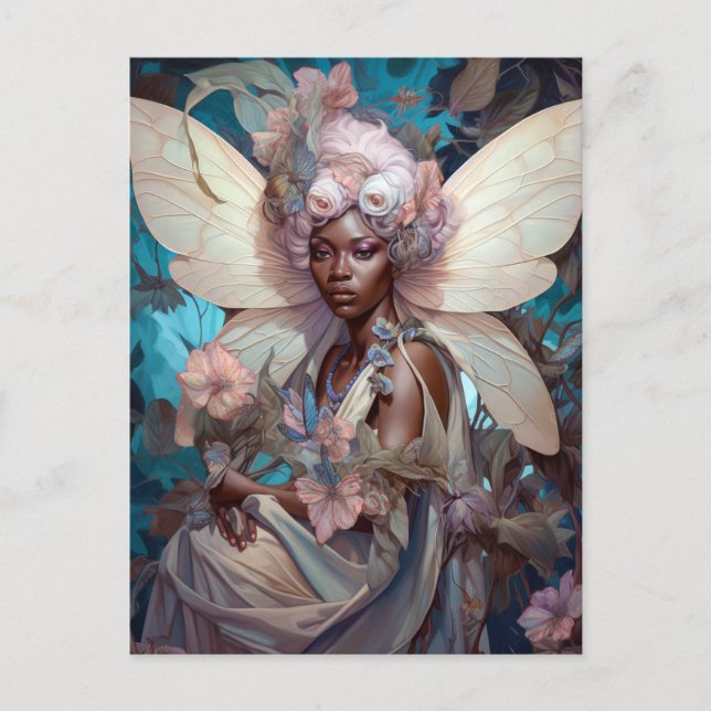 African American Black Fairy Fantasy Art Postcard (Front)