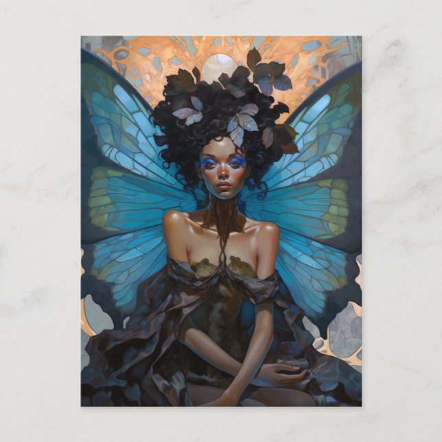 African American Black Fairy Fantasy Art Postcard (Front)