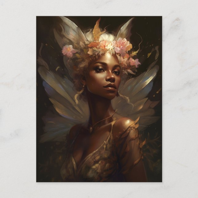 African American Black Fairy Fantasy Art Postcard (Front)